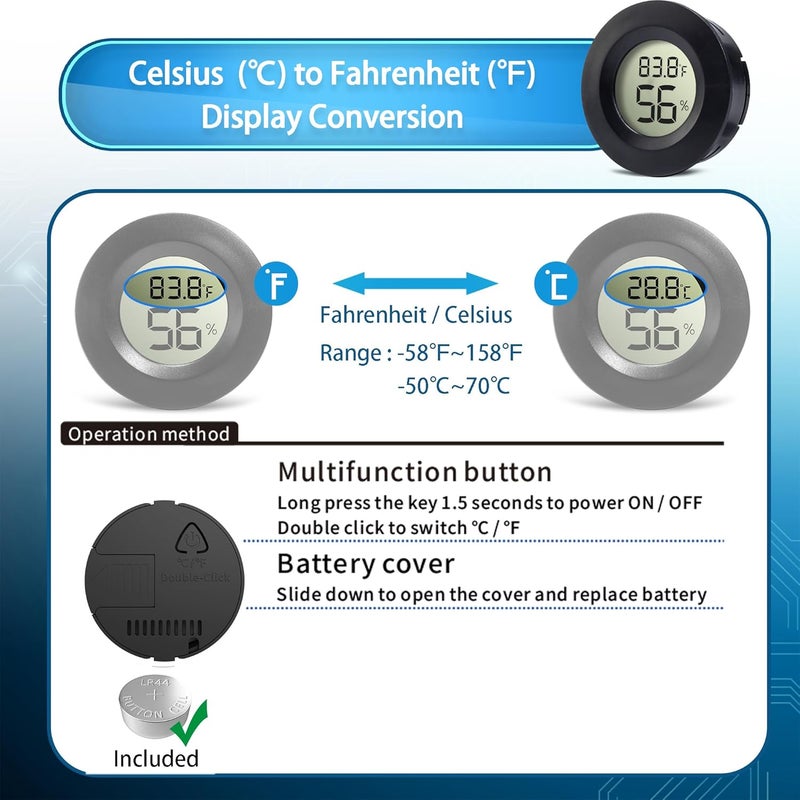 Newlight66 4 Pack Mini Digital Hygrometer Gauge Indoor Thermometer,Humidity Gauge LCD Monitor Temperature Outdoor Humidity Meter for Greenhouse Jars Incubators Guitar Case (4) - Image 3